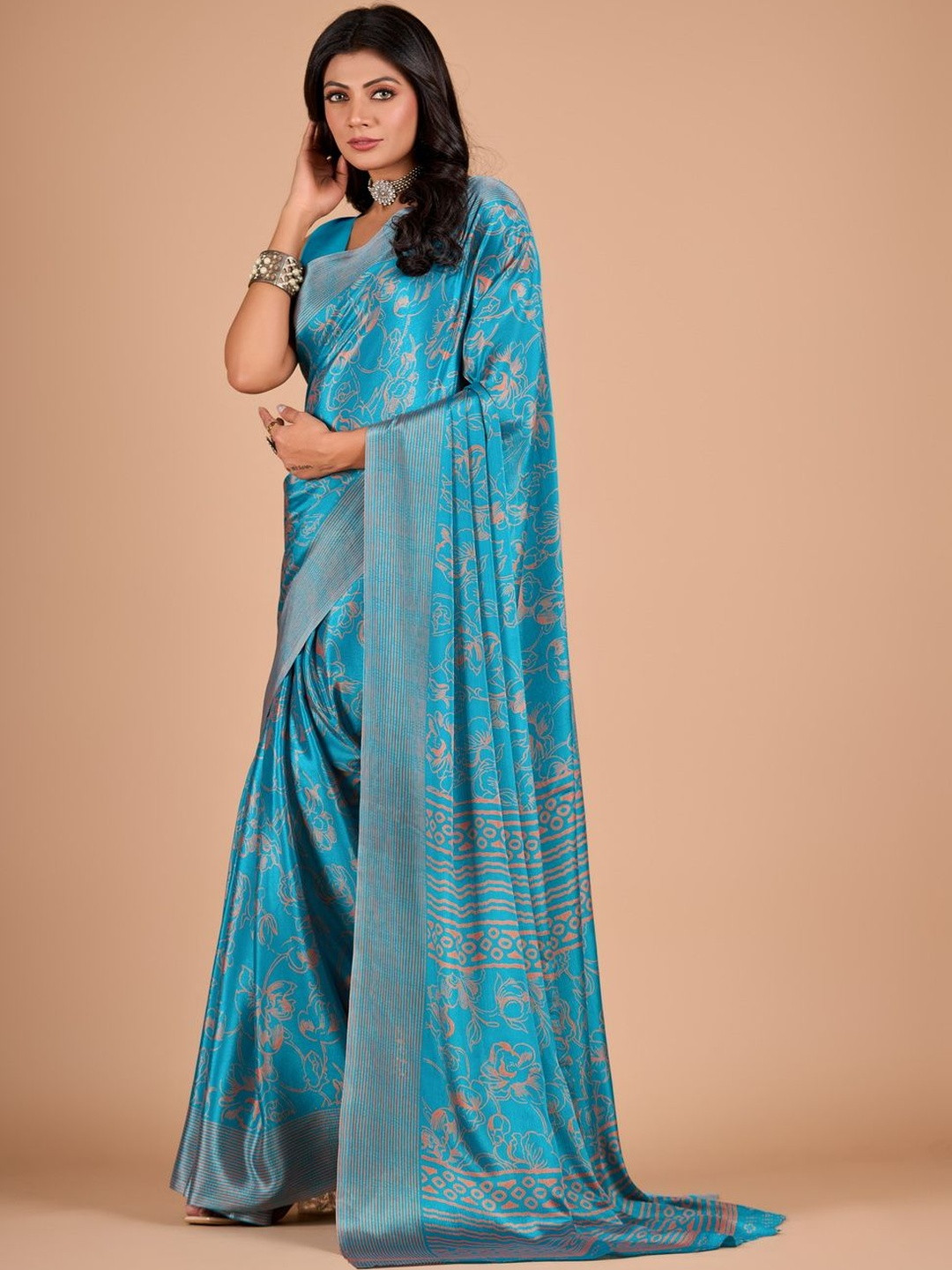NEGRONI Women Floral Pure Crepe Fashion Saree