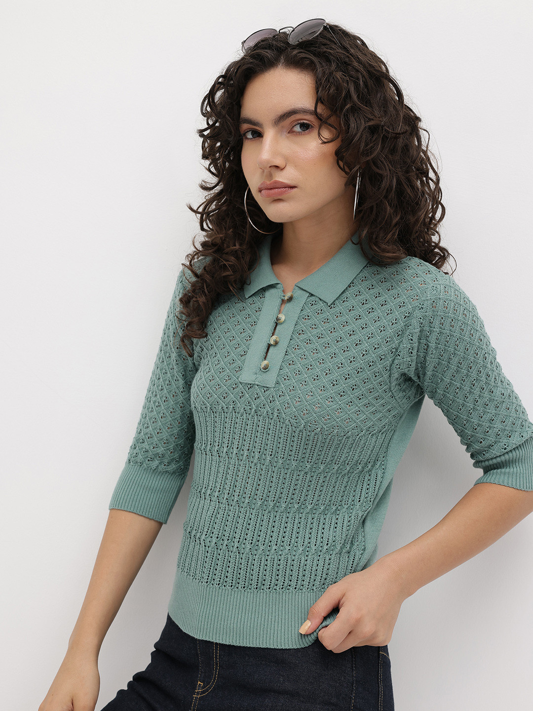 The Roadster Life Co. Open Weave Knitted Top