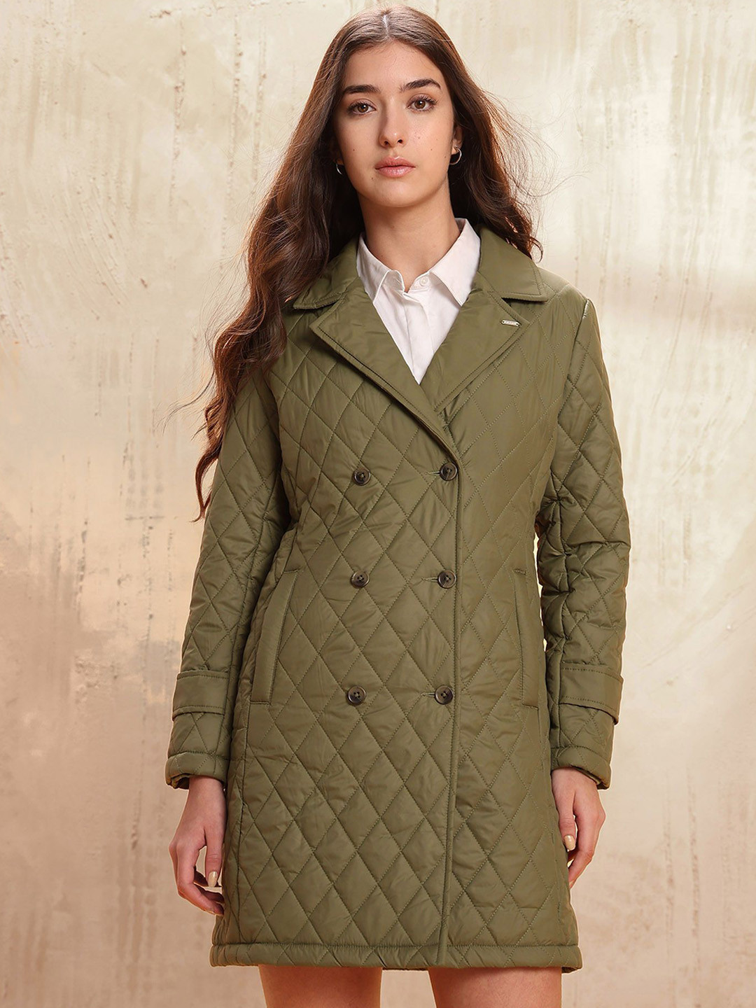 U.S. Polo Assn. Women Olive Longline Quilted Jacket