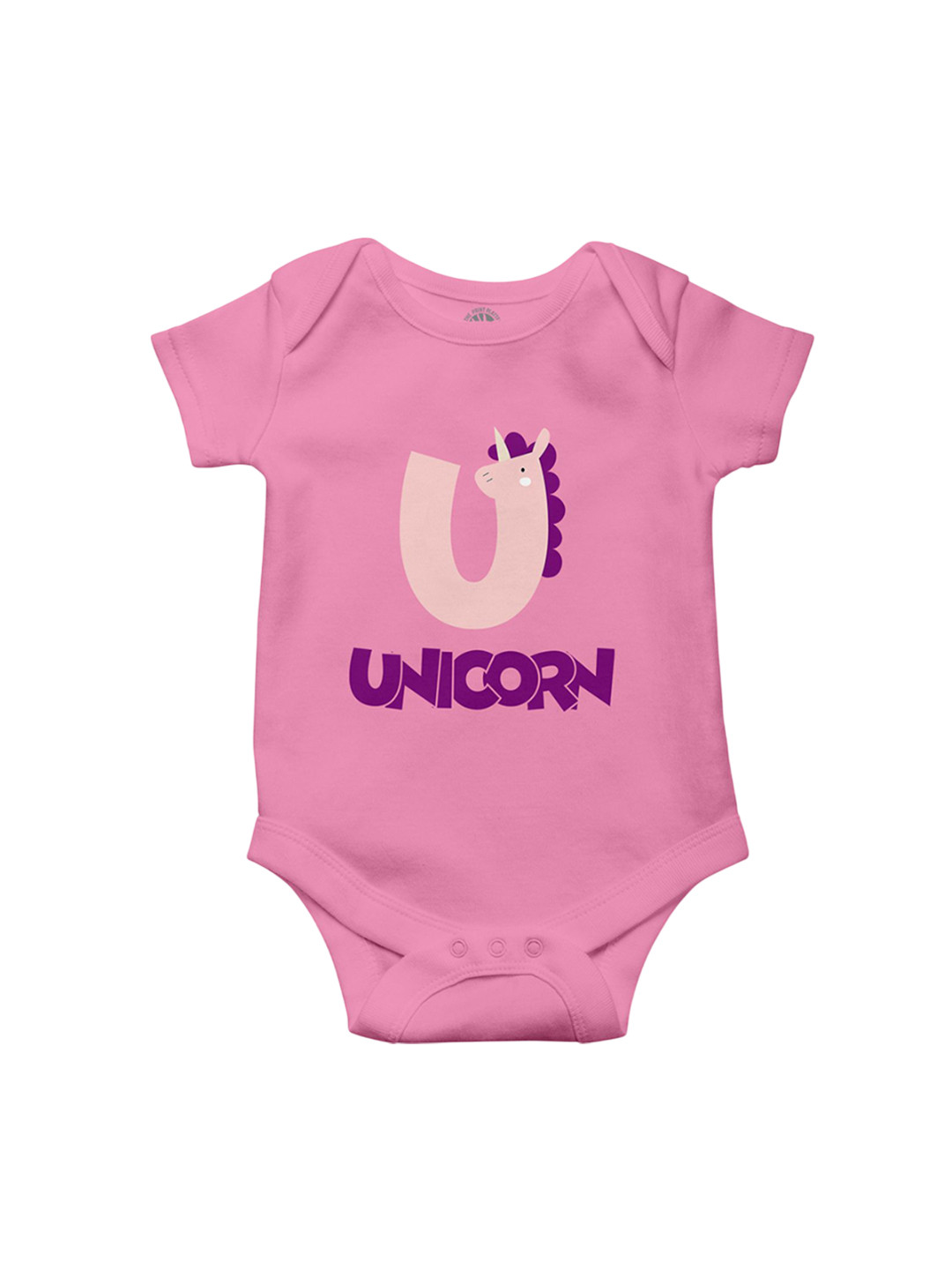 THE PRINT PLATTER Infants Unicorn Printed Bio Wash Envelope Neck Cotton Bodysuit