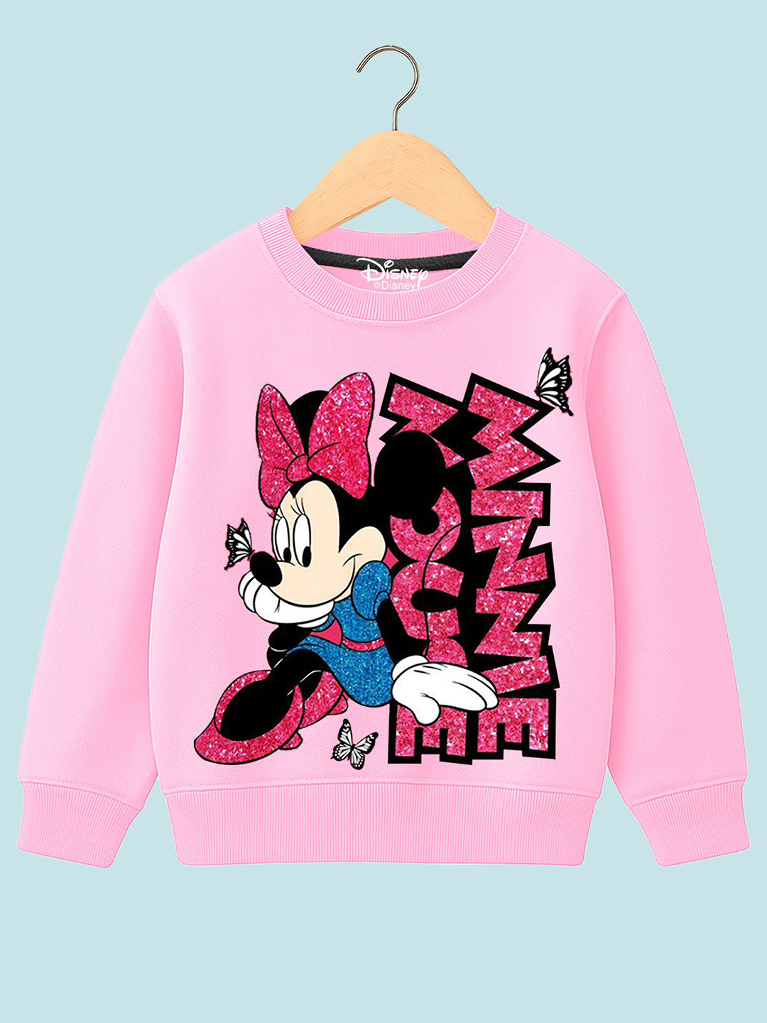 YK Disney Girls Minnie Mouse Printed Pullover Sweatshirt