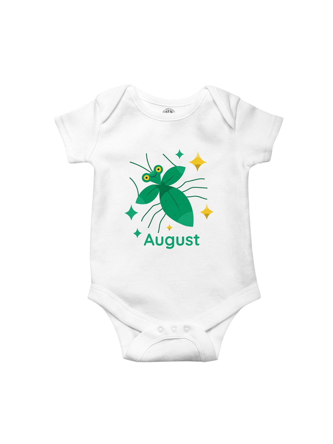 THE PRINT PLATTER Kids Infants August Printed Envelope Neck Bio Wash Cotton Bodysuit