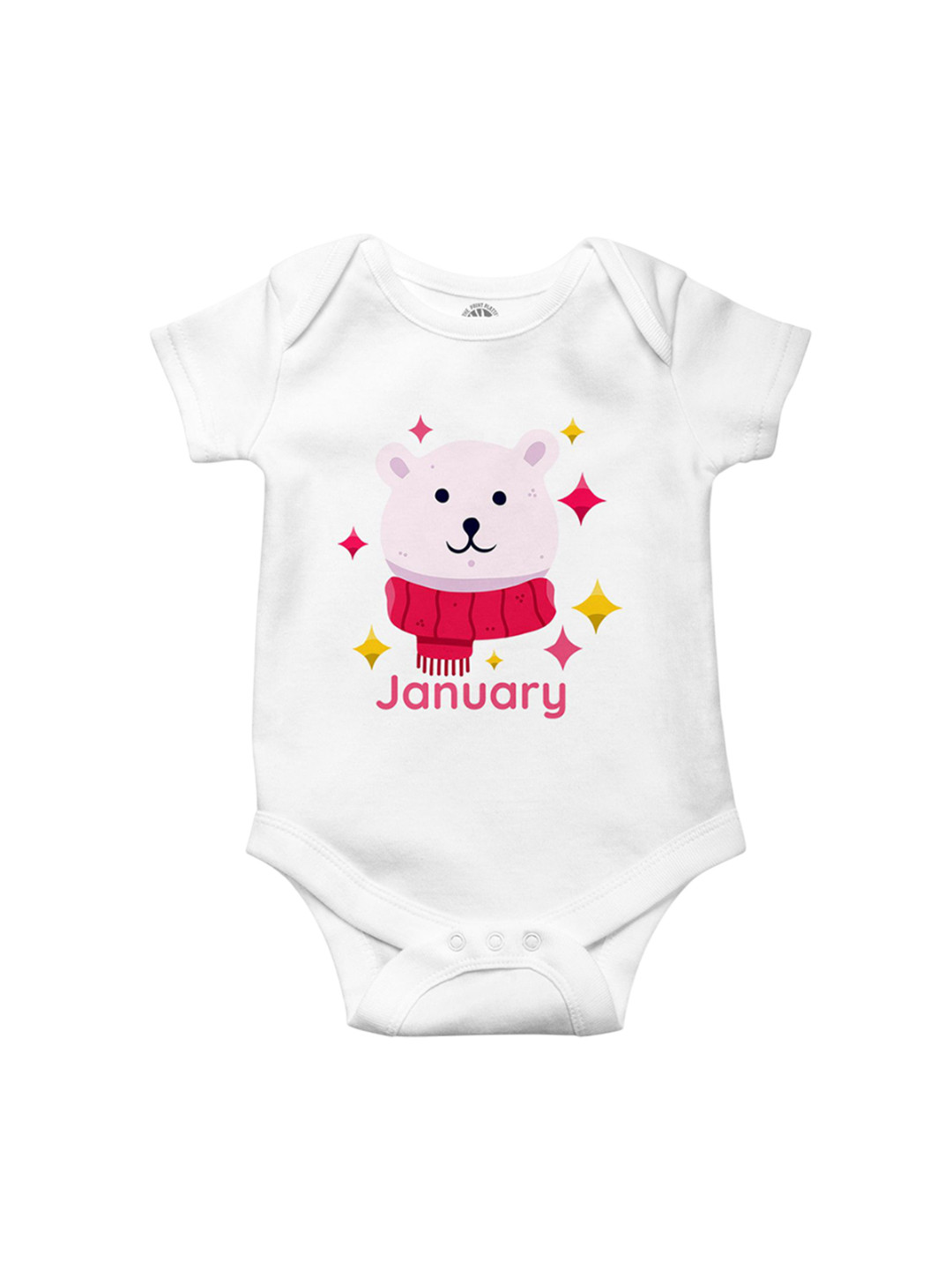 THE PRINT PLATTER Kids Infants January Printed Envelope Neck Bio Wash Cotton Bodysuit