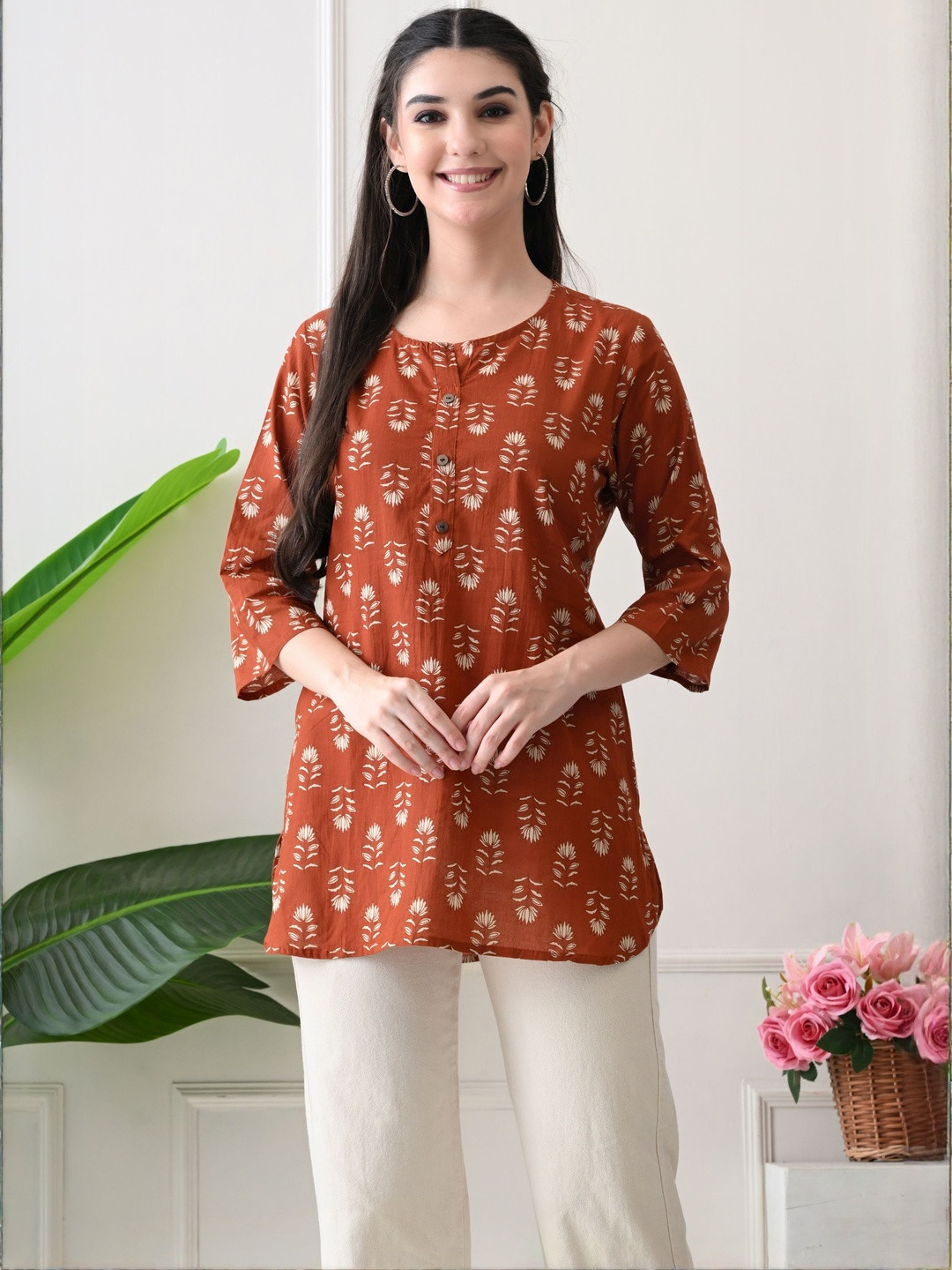 Rimika Women Cotton Ethnic Motifs Printed Top