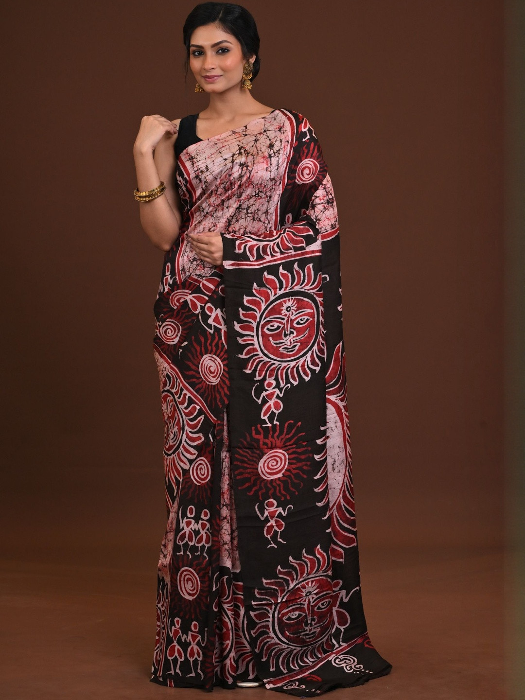 RAM SHYAM collection Ethnic Motifs Printed Batik Art Silk Saree