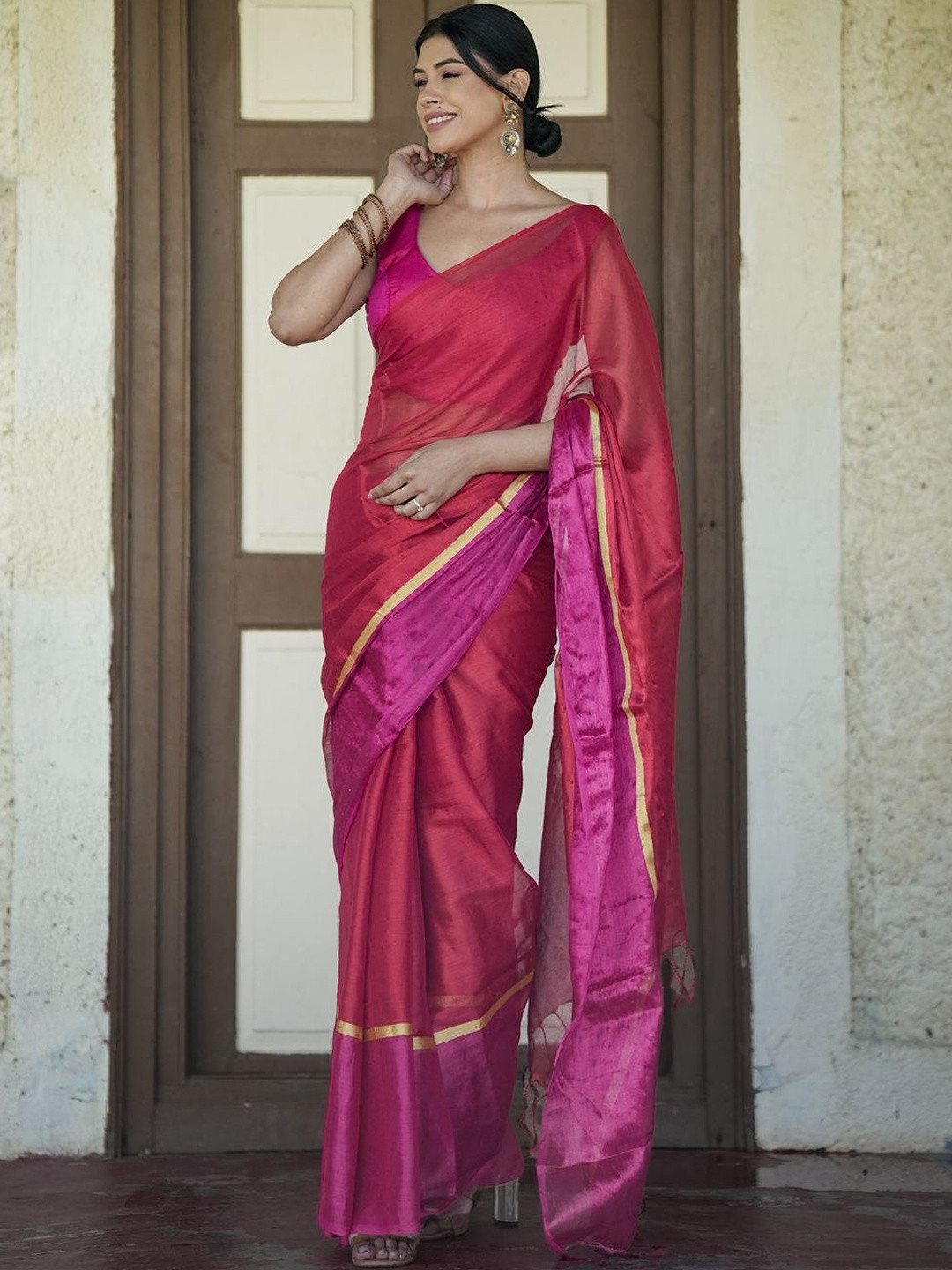 ETHNIC ELEMENTS Tissue Handloom Saree