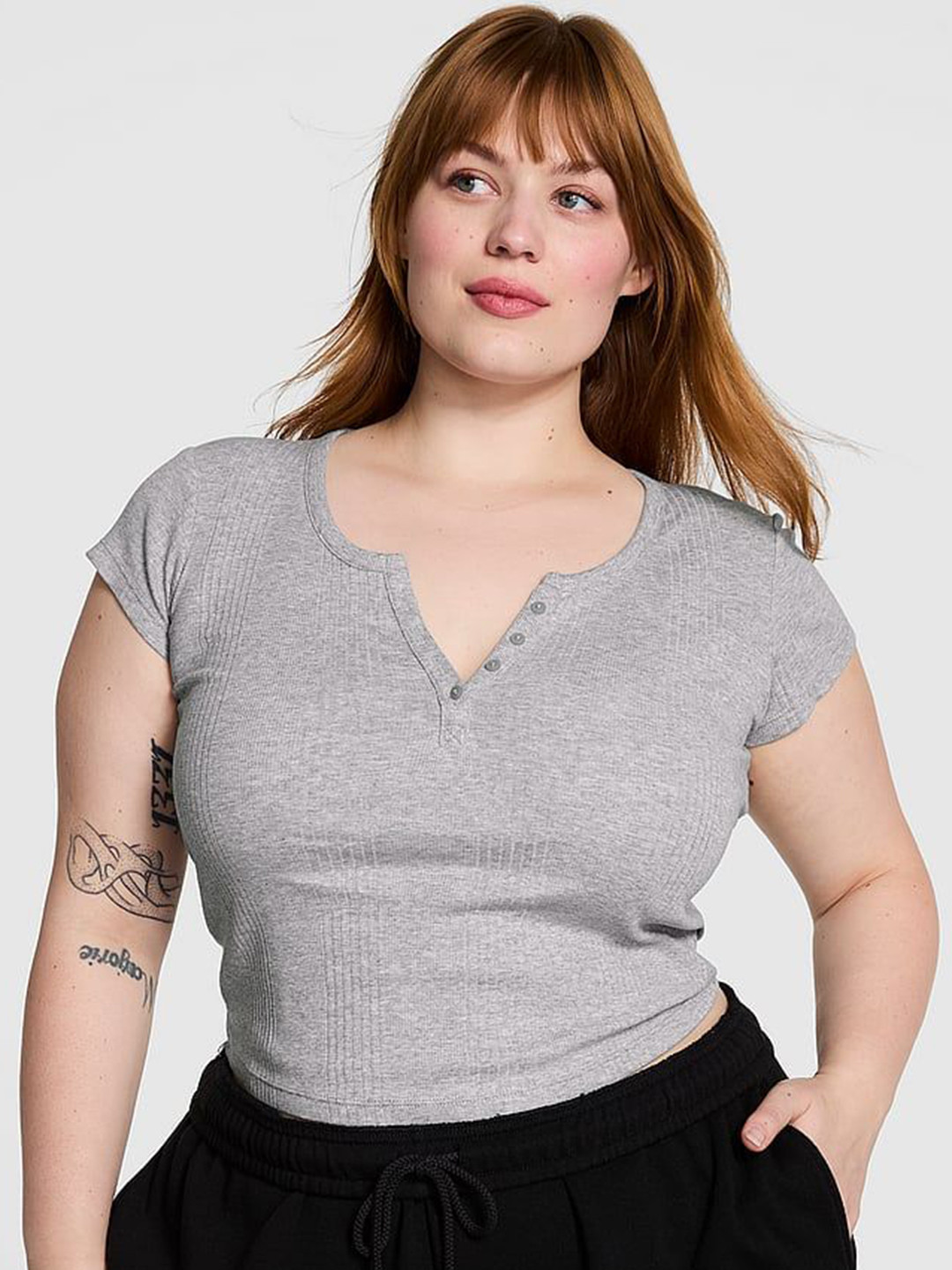 Victoria's Secret Short Sleeves Henley Neck T-shirt