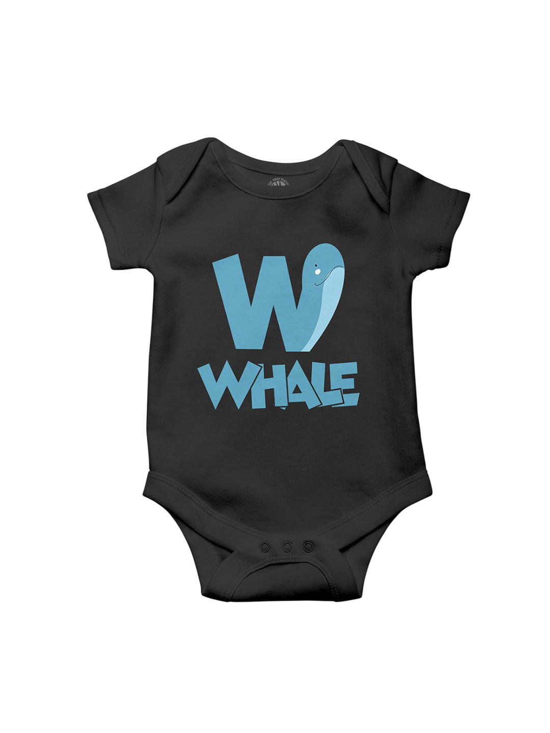 THE PRINT PLATTER Kids Infants Whale Printed Envelope Neck Bio Wash Cotton Bodysuit