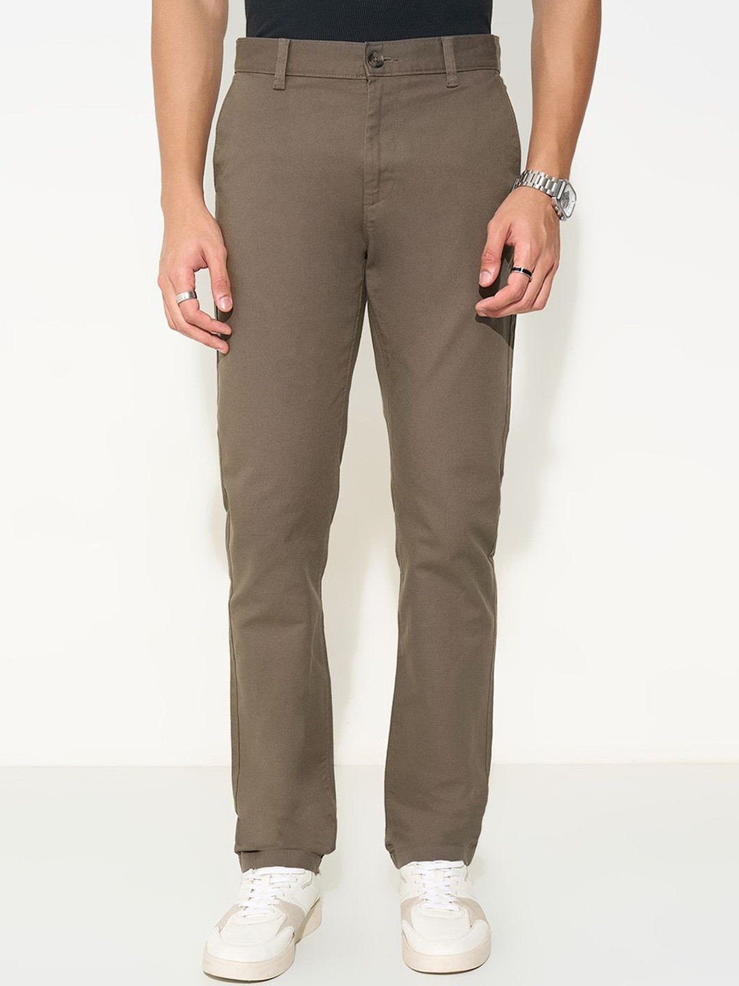 Peregrine by Pantaloons Men Solid Slim Fit Mid-RiseChinos Trousers