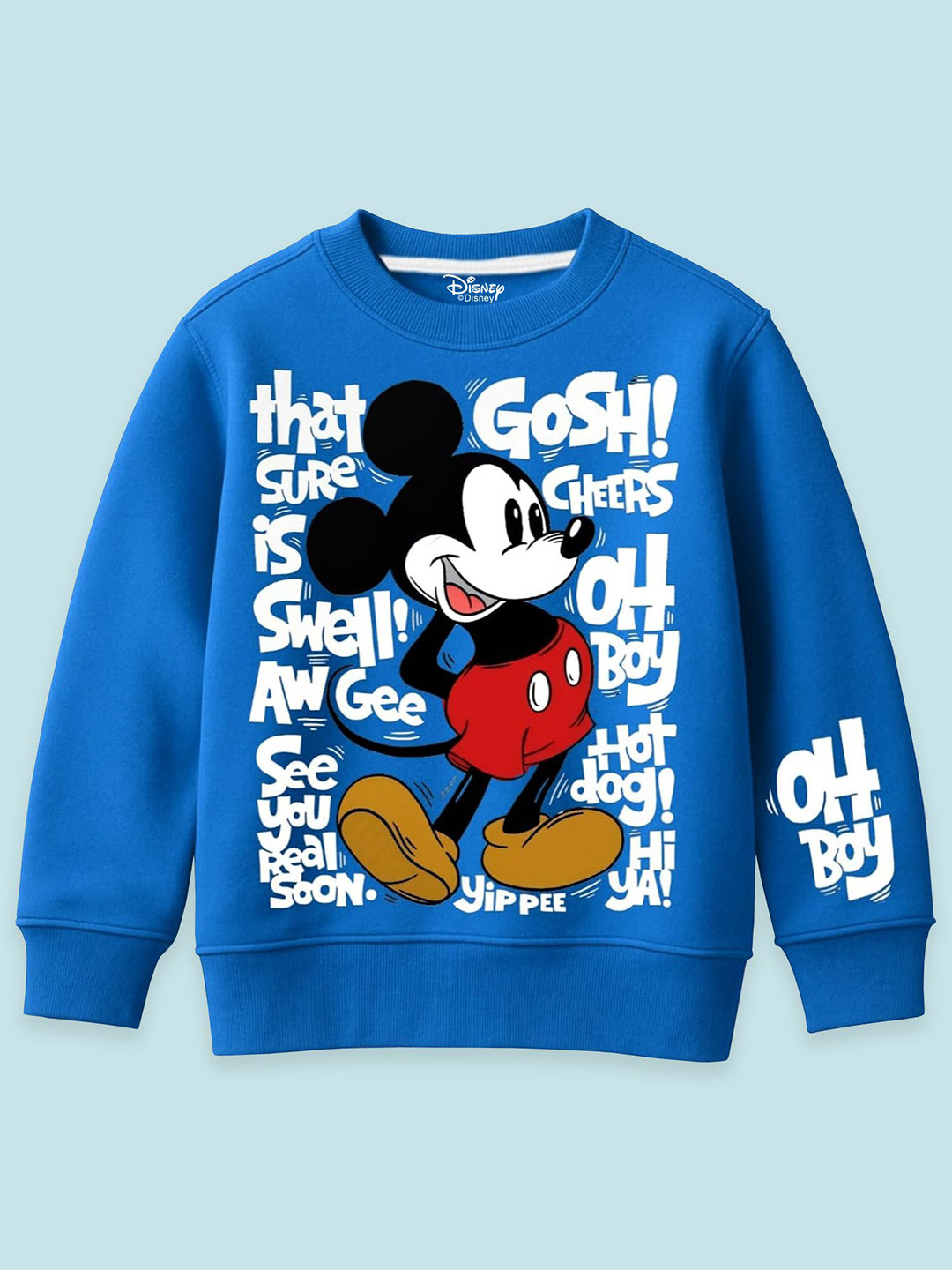 YK Disney Boys Printed Round Neck Regular Fit Winterwear Sweatshirt