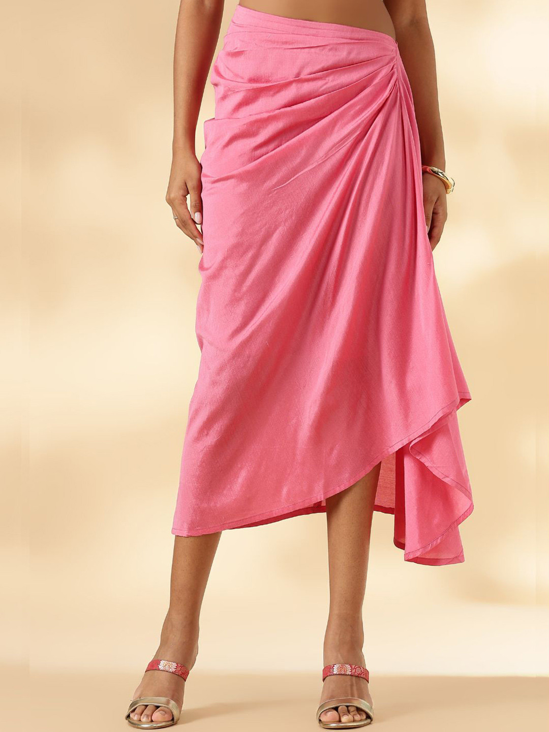 Abhishti Flared Drape Midi Skirt