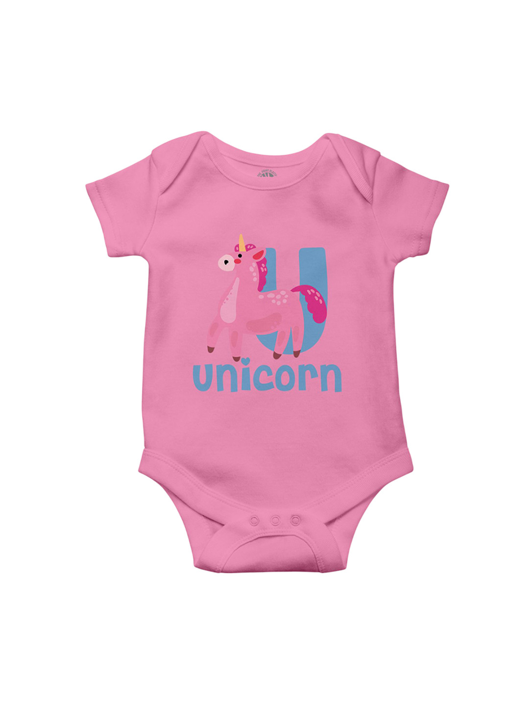 THE PRINT PLATTER Infants Unicorn Printed Bio Wash Envelope Neck Cotton Bodysuit