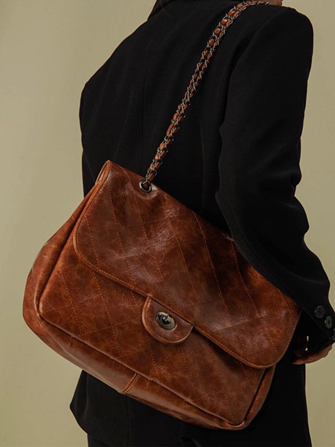 StyleCast Women One Handle Messenger Bag with Button Closure