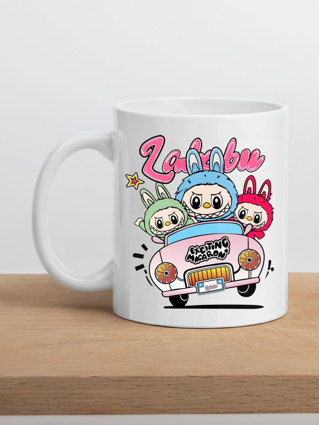 PaMeG White & Blue Cartoon Characters Printed Ceramic Glossy Mug