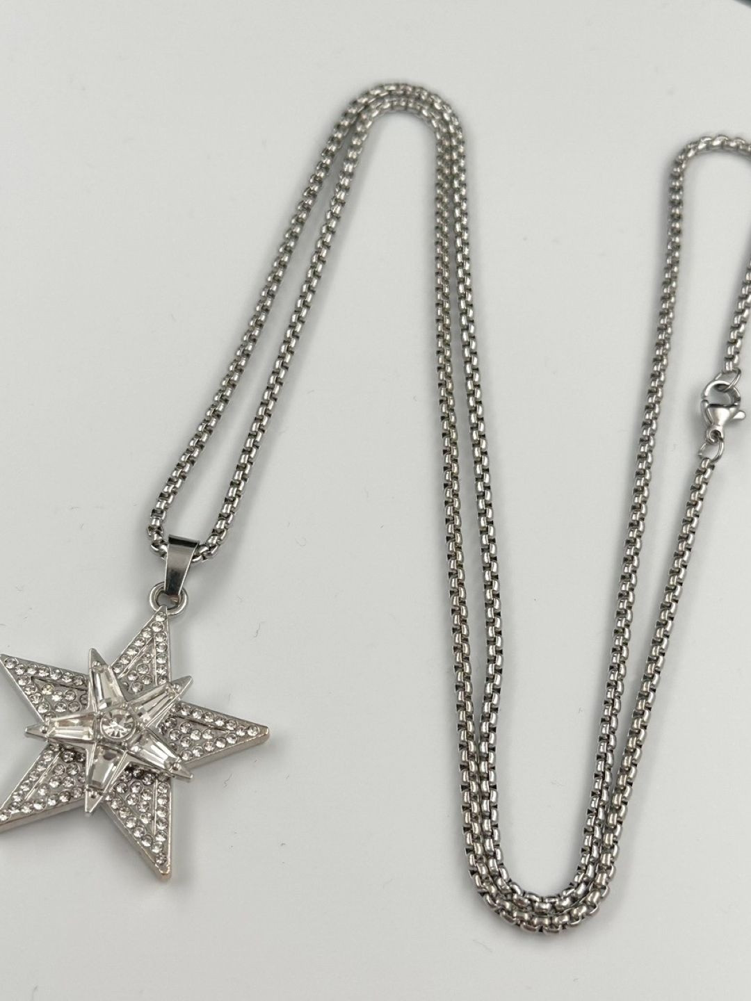 KPOP Men Silver-Plated Handcrafted Stainless Steel Necklace