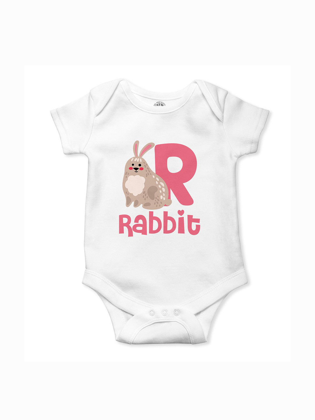 THE PRINT PLATTER Infants Rabbit Printed Bio Wash Envelope Neck Cotton Bodysuit