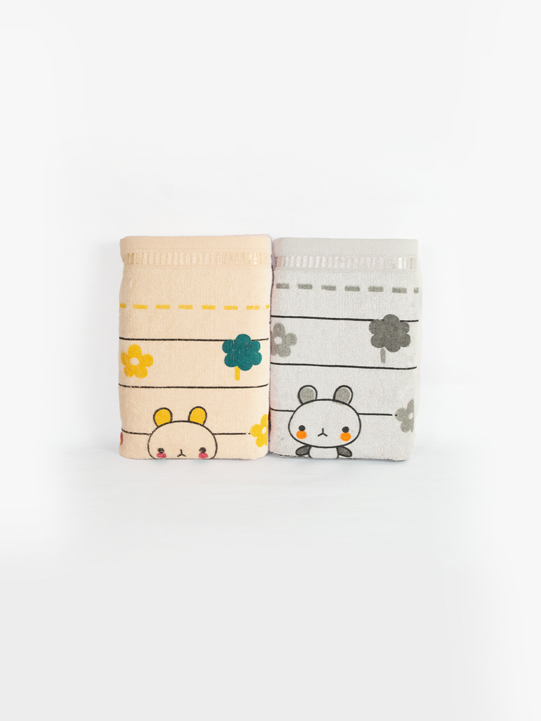 RANGOLI Kids Pack of 2 Grey & Beige Bath Towel Set