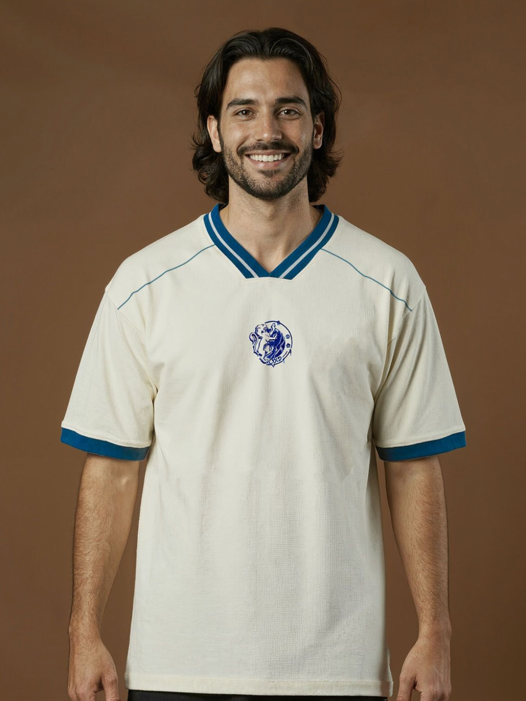 Shop Football Men Graphic Printed V-Neck Cotton Relaxed Fit T-shirt