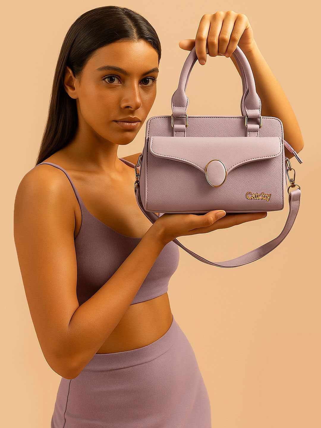CATCHY Purple Classic Structured Satchel Sling Bag