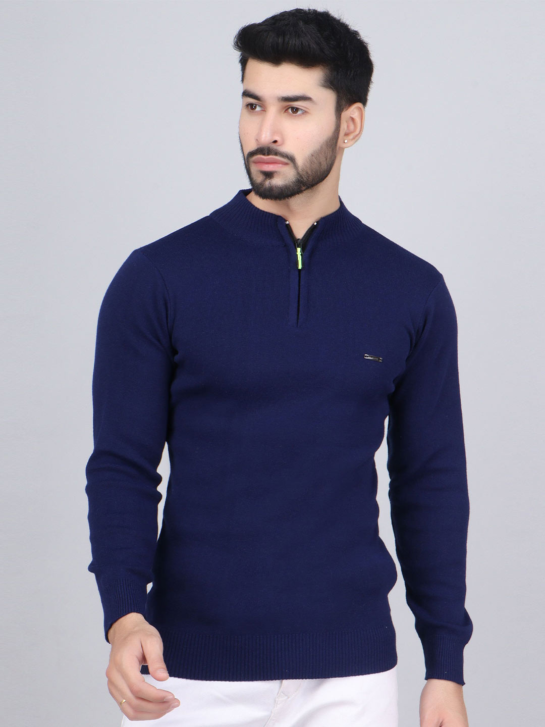 FEVERFEW High Neck With Half Zipper Closure Pullover Sweater