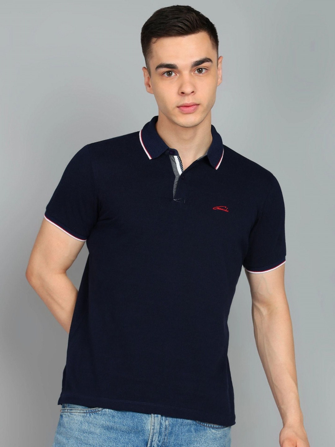Gaucha Men Solid Polo Collar Cotton T-shirt