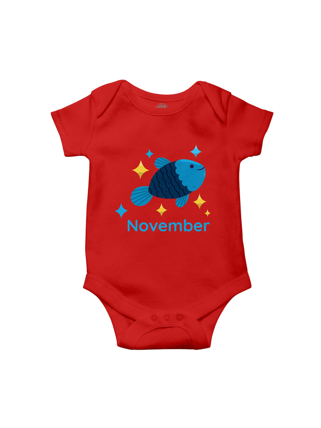 THE PRINT PLATTER Infants November Printed Bio Wash Envelope Neck Cotton Bodysuit