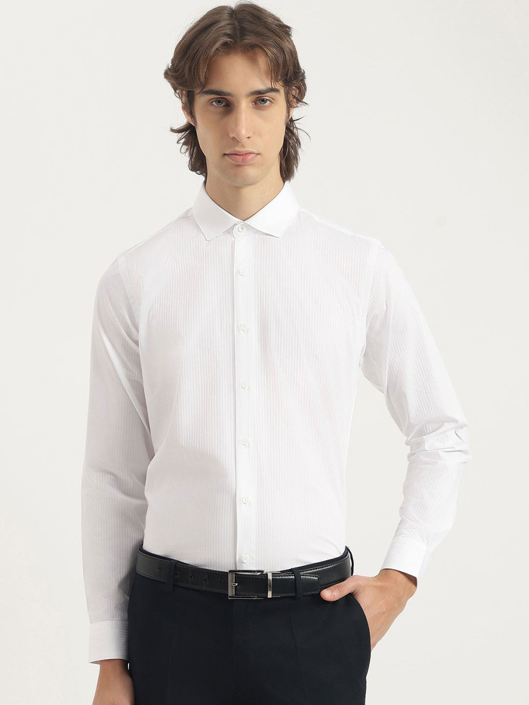 United Colors of Benetton Men Vertical Striped Spread Collar Pure Cotton Formal Shirt