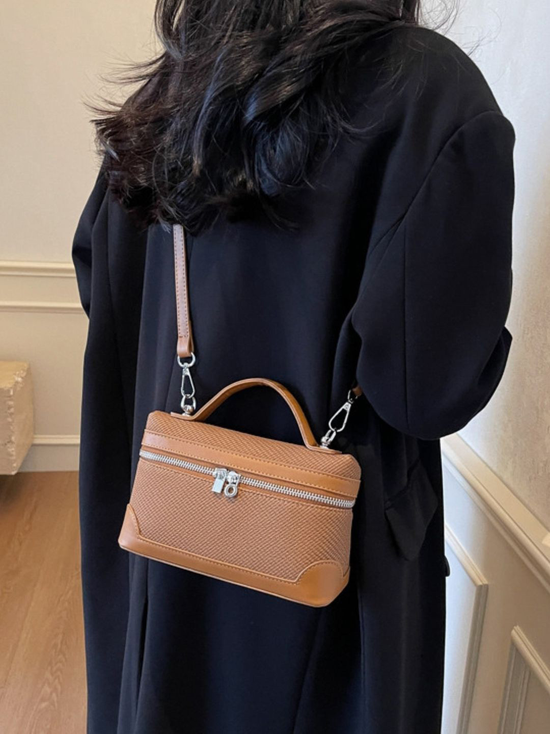 KPOP PU Structured Brown Shoulder Bag