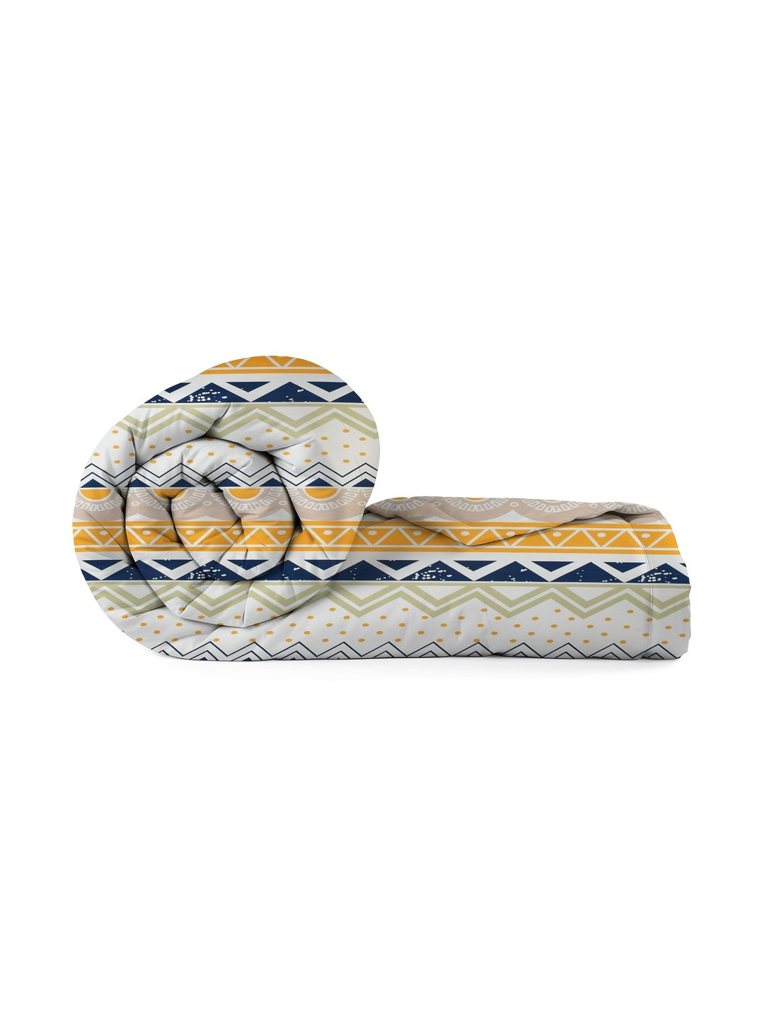 Aura Yellow & White Zig Zag Printed 220 GSM Cotton AC Room Comforter