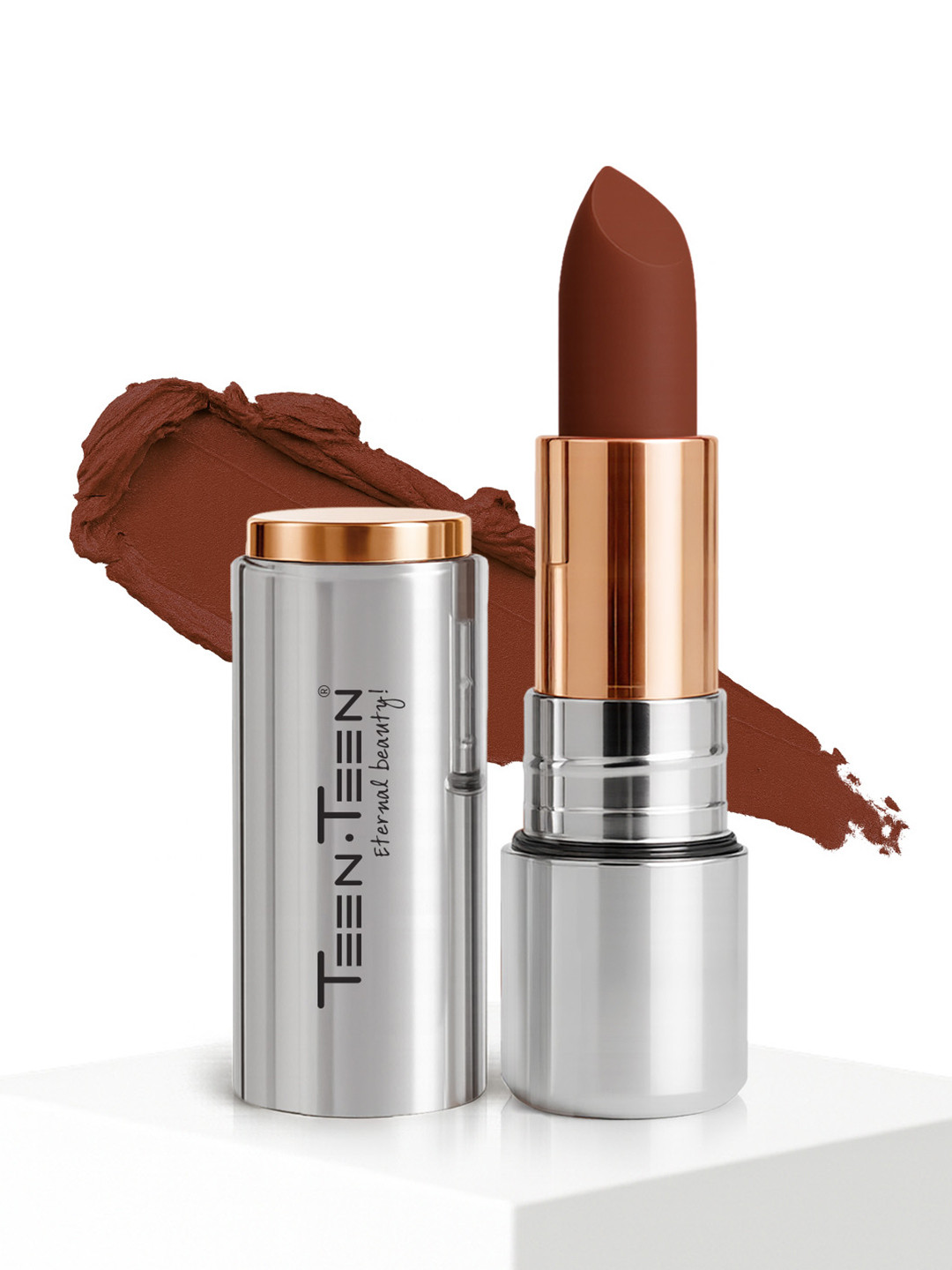 TEEN TEEN COSMETICS Iconic Non Transfer All Day Wear Matte Lipstick- 3.8 g- Warm Teddy 19