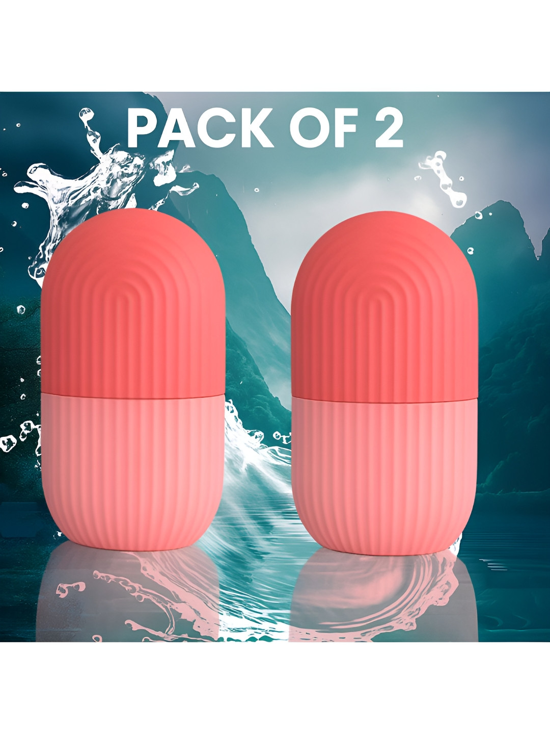 DeoDap Pink And Peach 2 Pieces Textured Rubber Face Massage Ice Roller