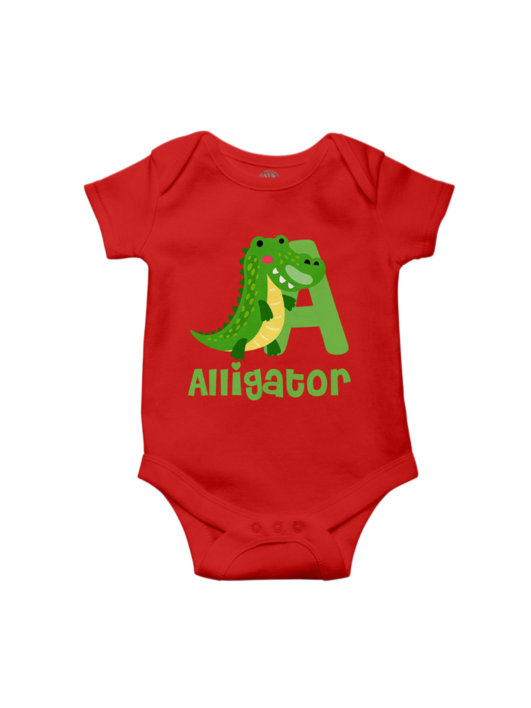 THE PRINT PLATTER Infants Alligator Printed Envelope Neck Ultra Bio Wash Cotton Bodysuit