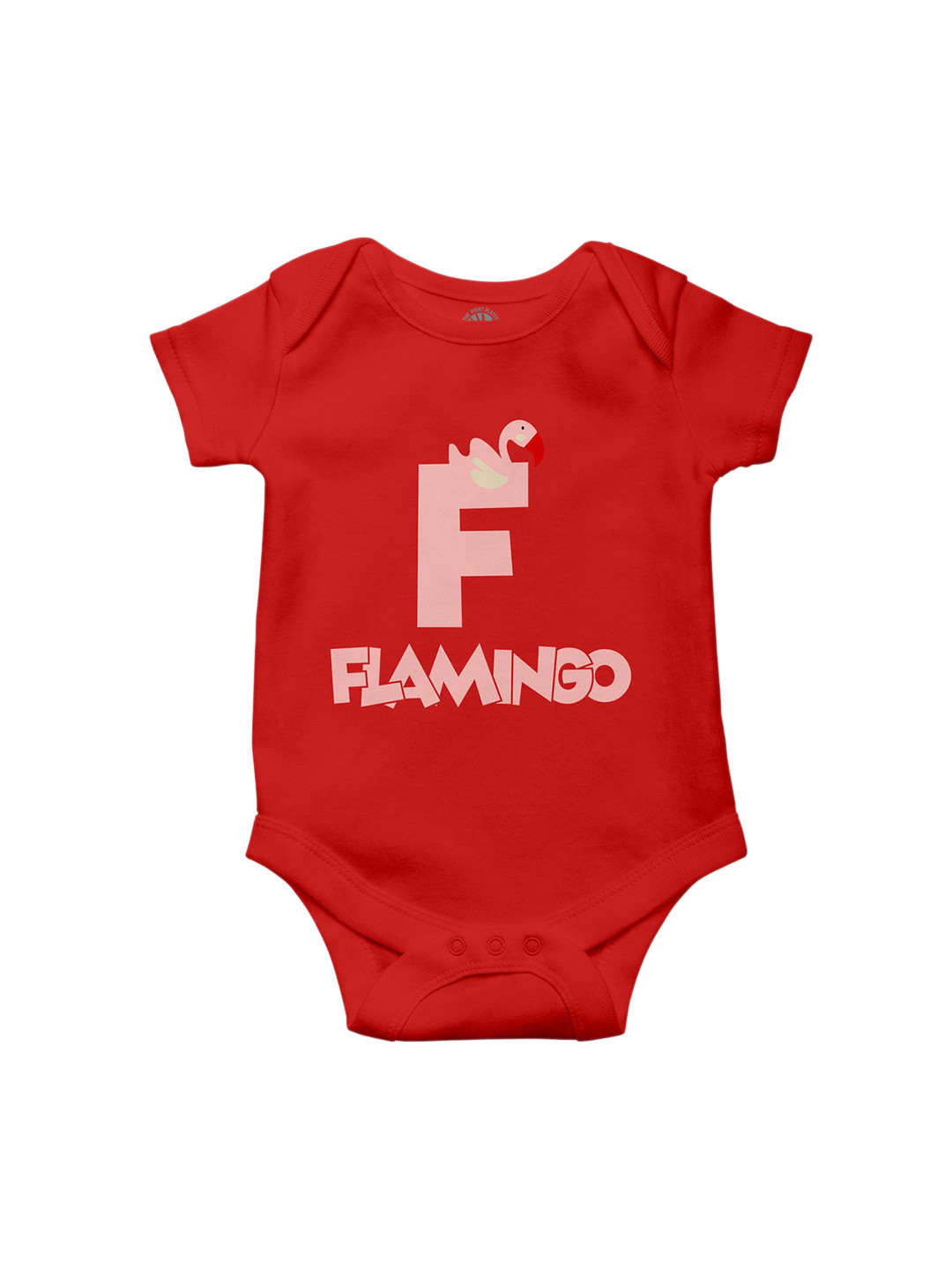 THE PRINT PLATTER Kids Infants Flamingo Printed Envelope Neck Bio Wash Cotton Bodysuit