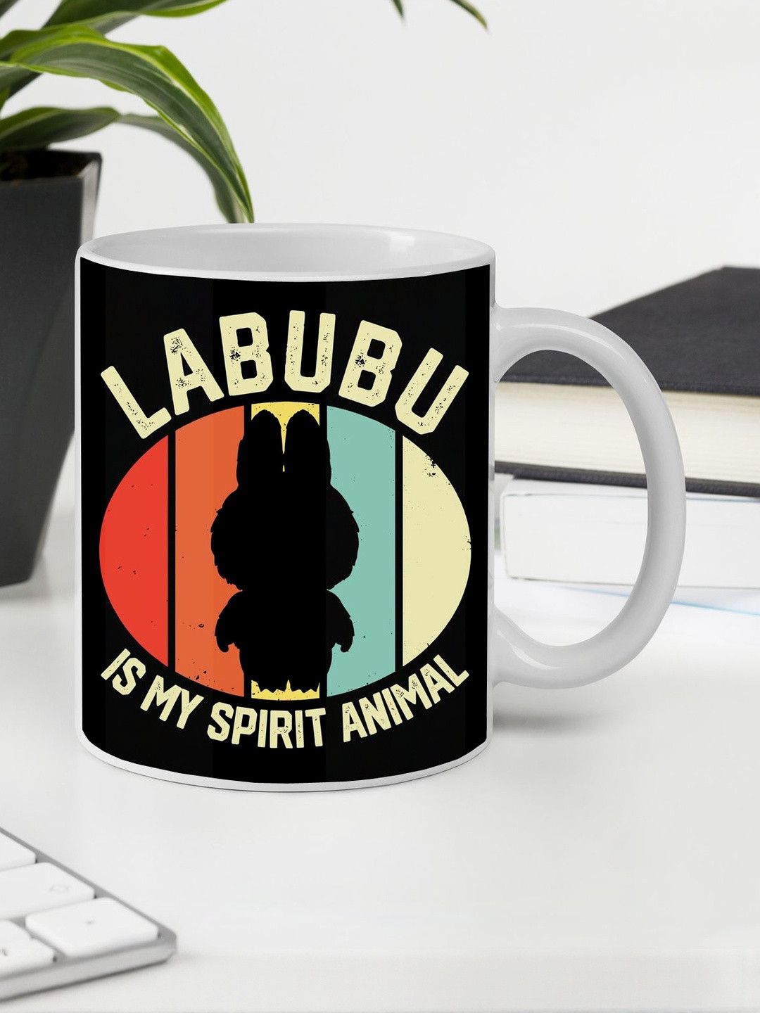 PaMeG Black Cartoon Characters Printed Ceramic Glossy Mug