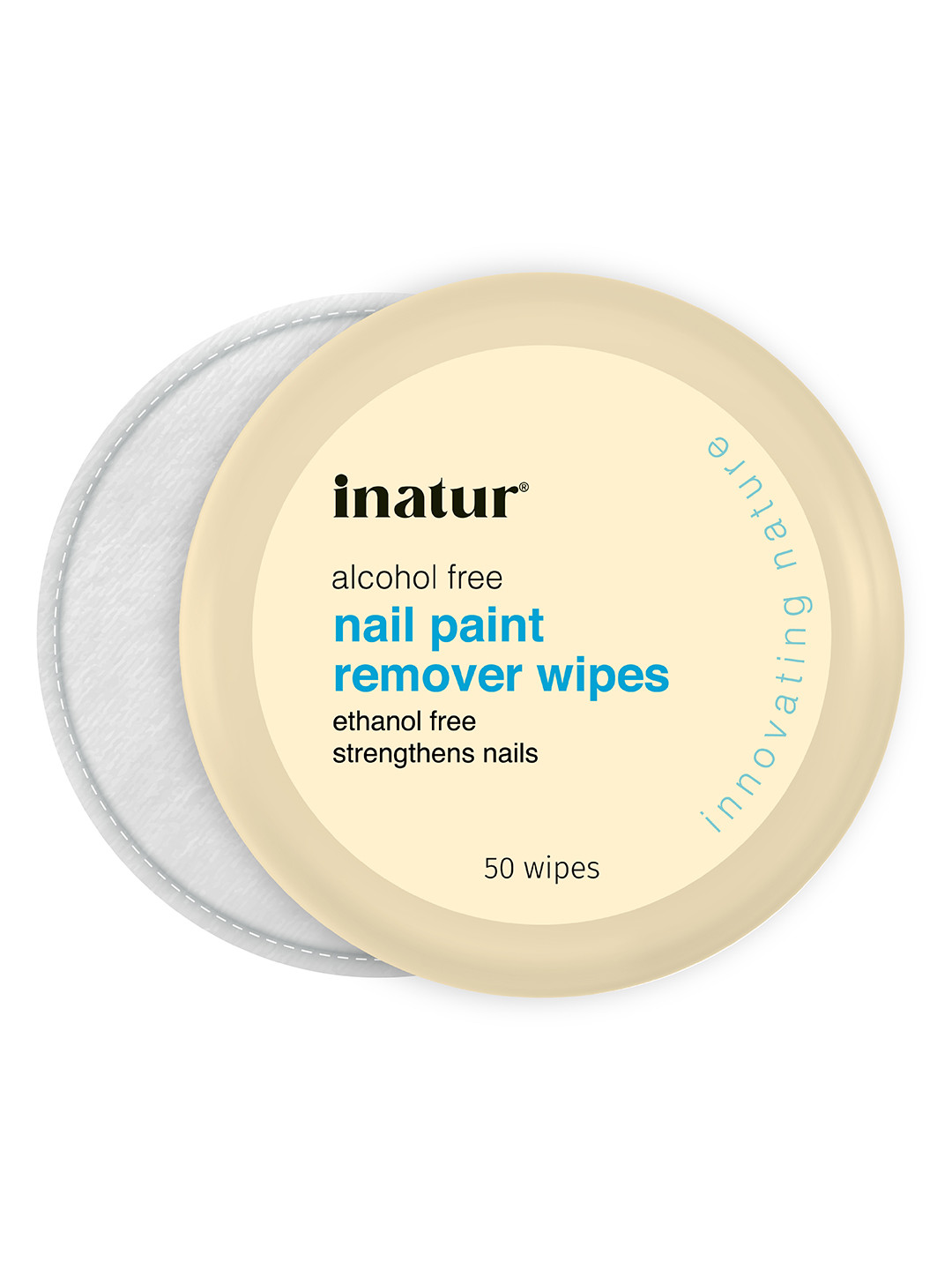 Inatur Natural Nail Polish Remover With Oil-Based Almond Oil & Vitamin E - 50 Wipes
