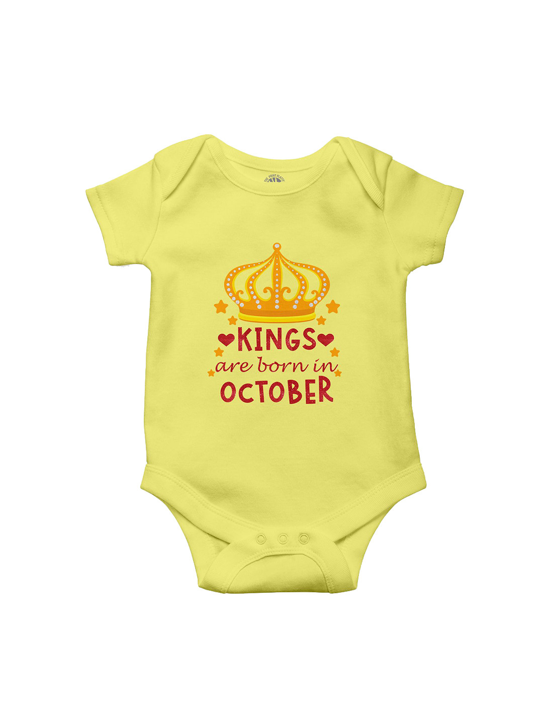 THE PRINT PLATTER Kids Born In October Printed Cotton Bodysuit with Envelope Neck