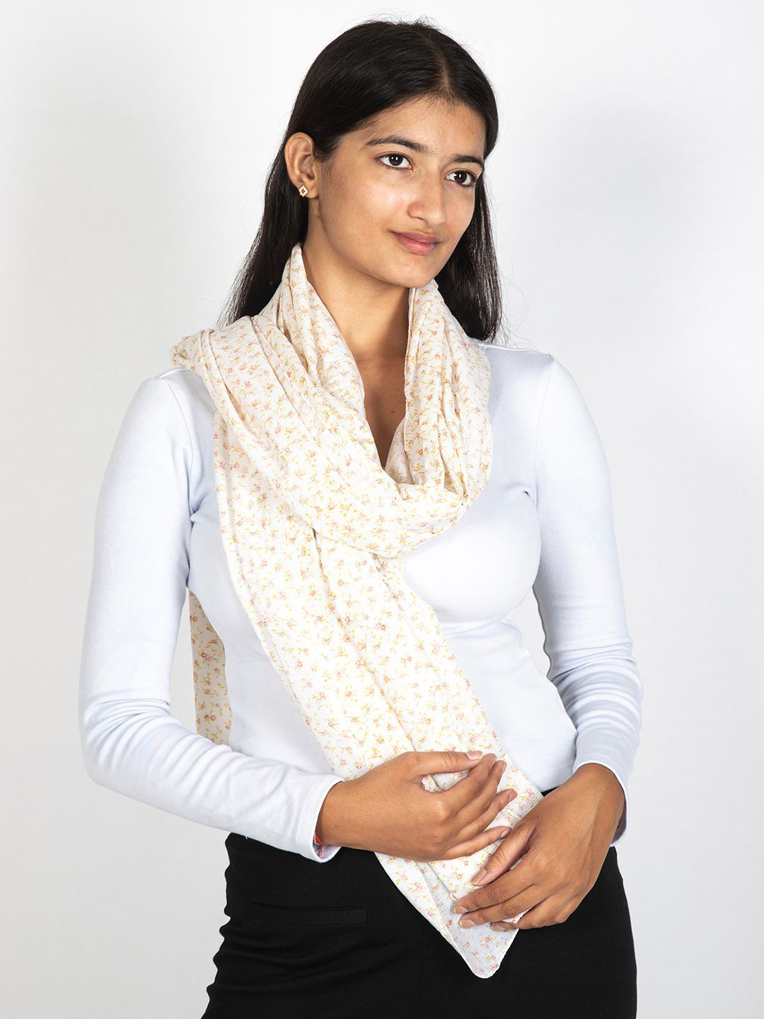 Contrast Living Women Floral Micro Printed Cotton Scarf