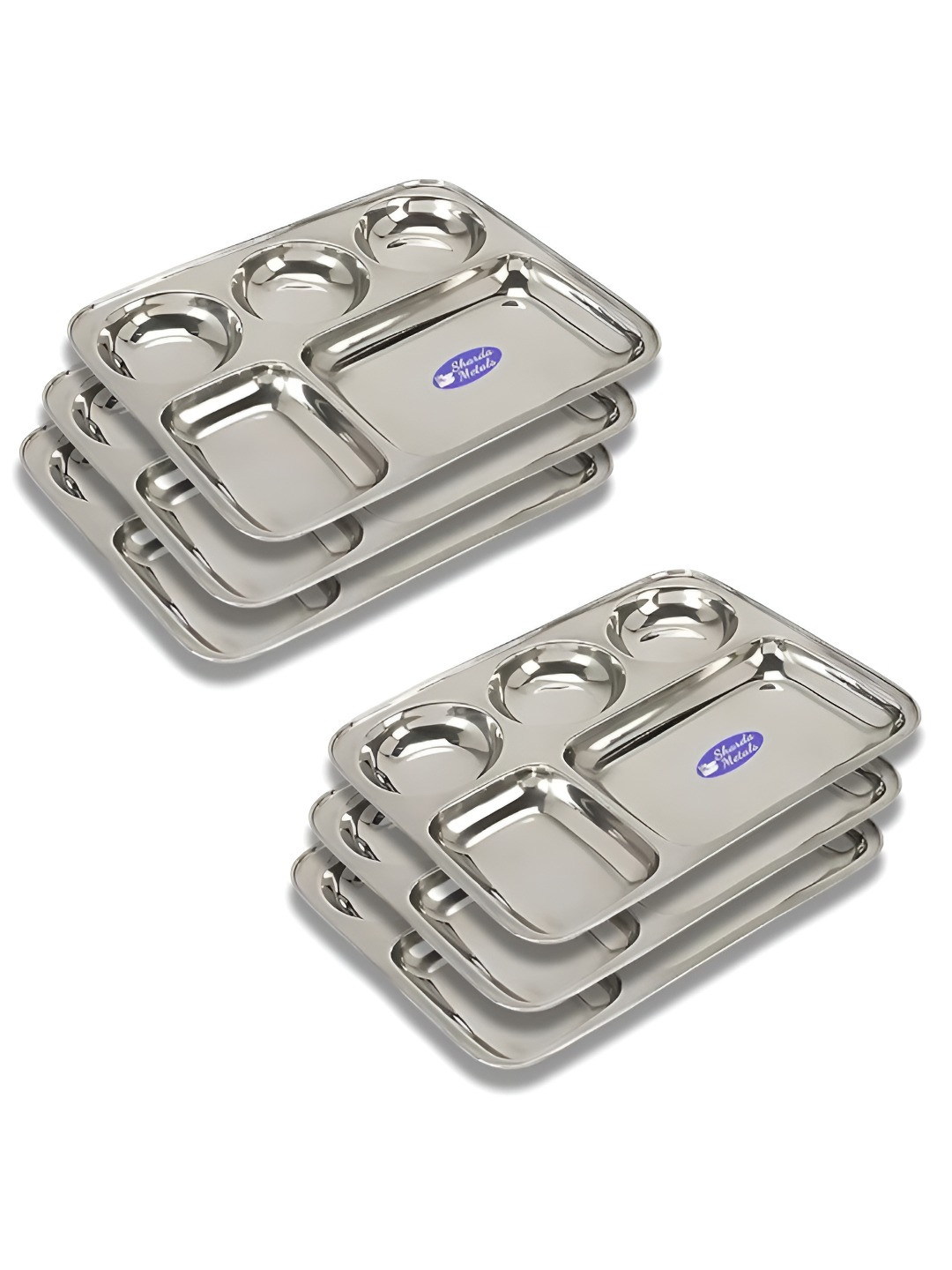 Sharda Metals Silver-Toned 6 Pieces Stainless Steel Dishwasher Safe Plates