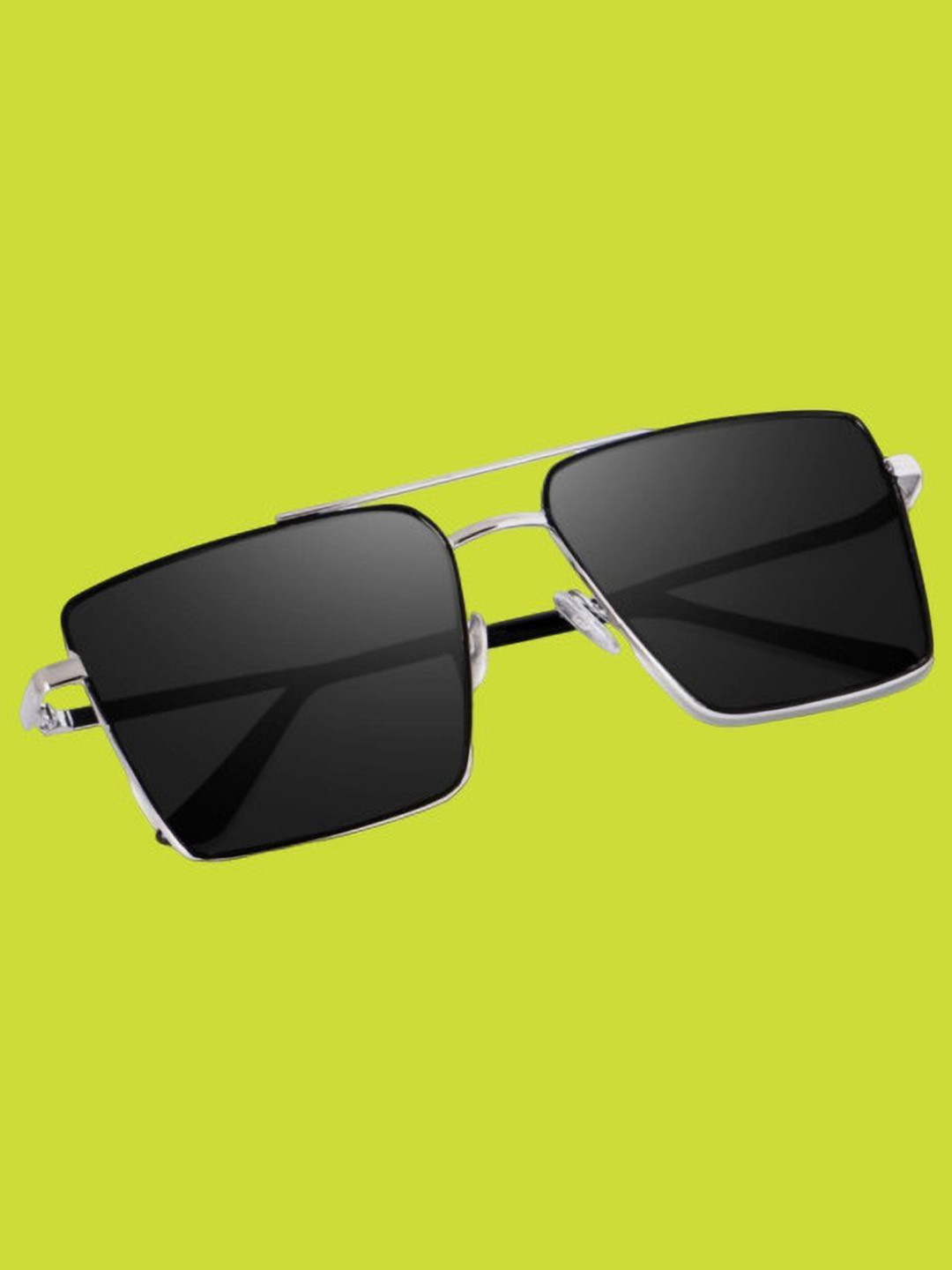 SPADEACES Unisex UV Protected Square Sunglasses HQ SILVER BLACK SQUARE -10