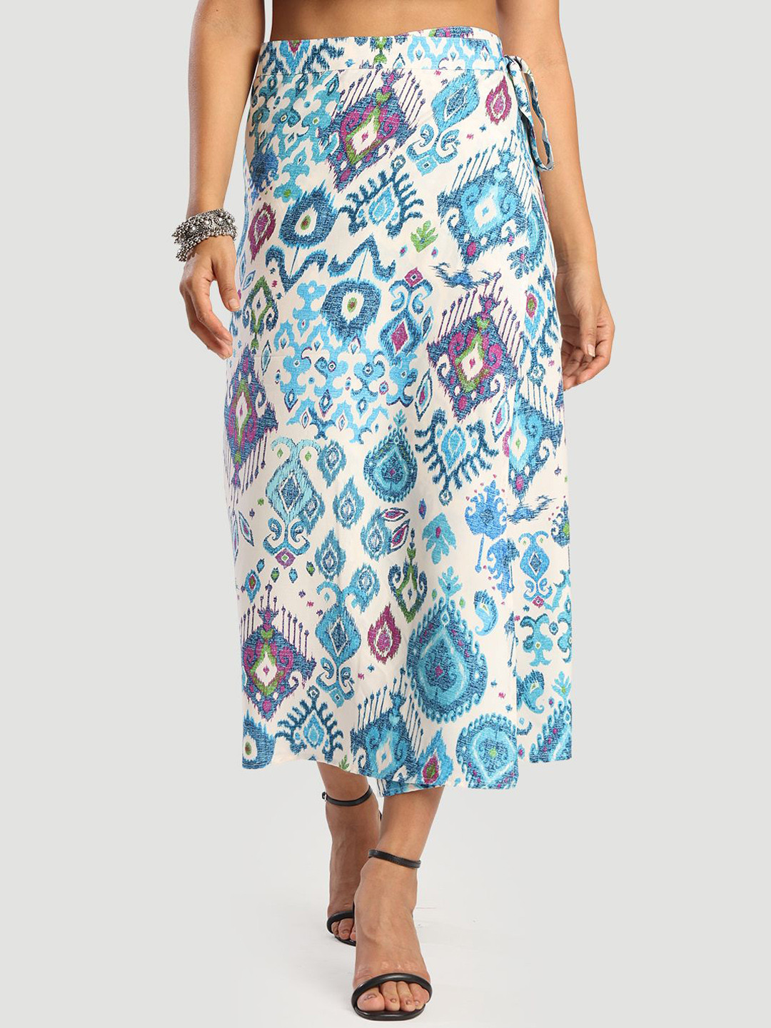 Bene Kleed Indie Women Ethnic Printed Wrap Around Midi Skirt