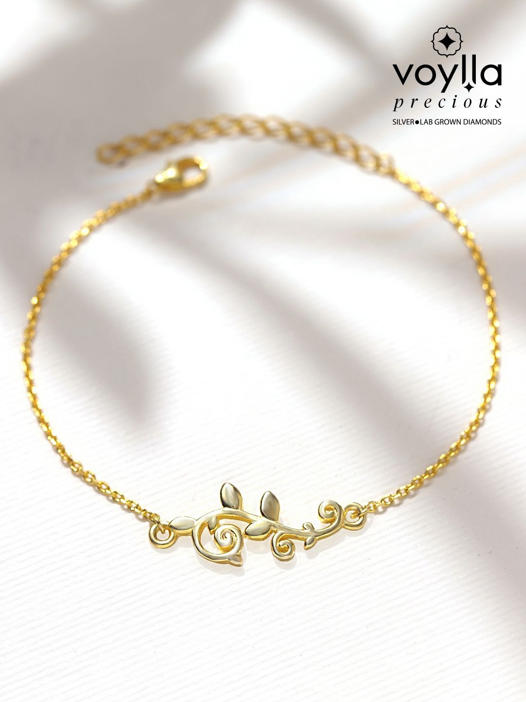 Studio Voylla 925 Sterling Silver Gold-Plated Link Bracelet