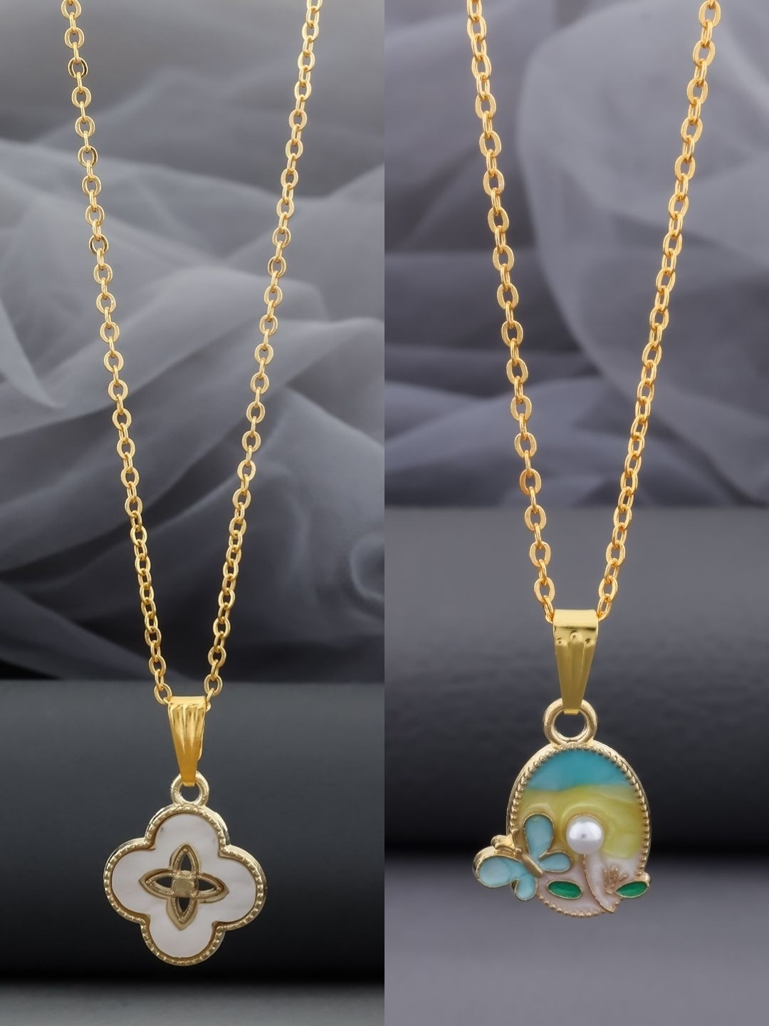 SZN Women Pack Of 2 Gold-Tone Chain Necklace