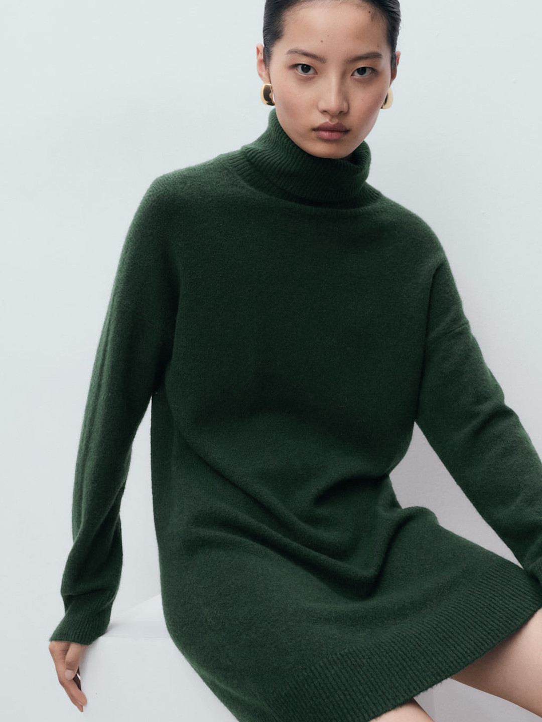 MANGO Turtle Neck Mini Dress