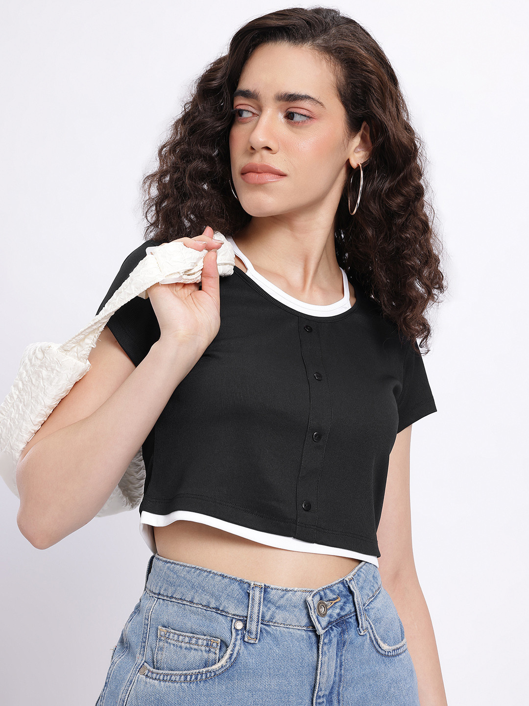Fax, No Cap Ribbed Crop Top