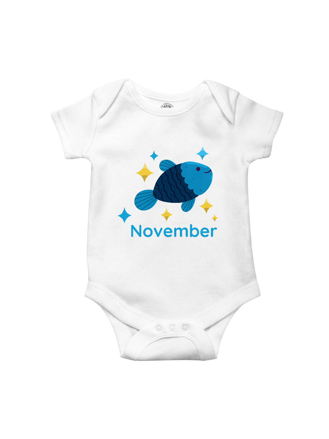 THE PRINT PLATTER Kids November Printed Envelope Neck Cotton Bodysuit