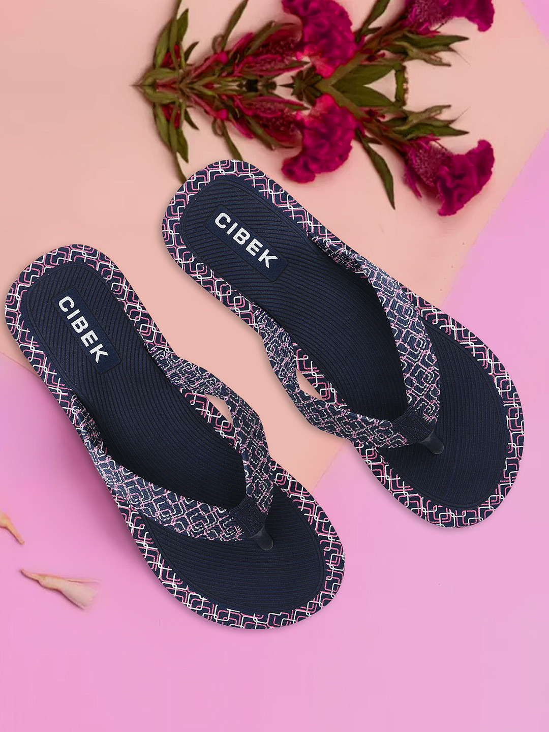 CIBEK Self Design Thong Flip-Flops With Soft Cushioning & Anti-Skid