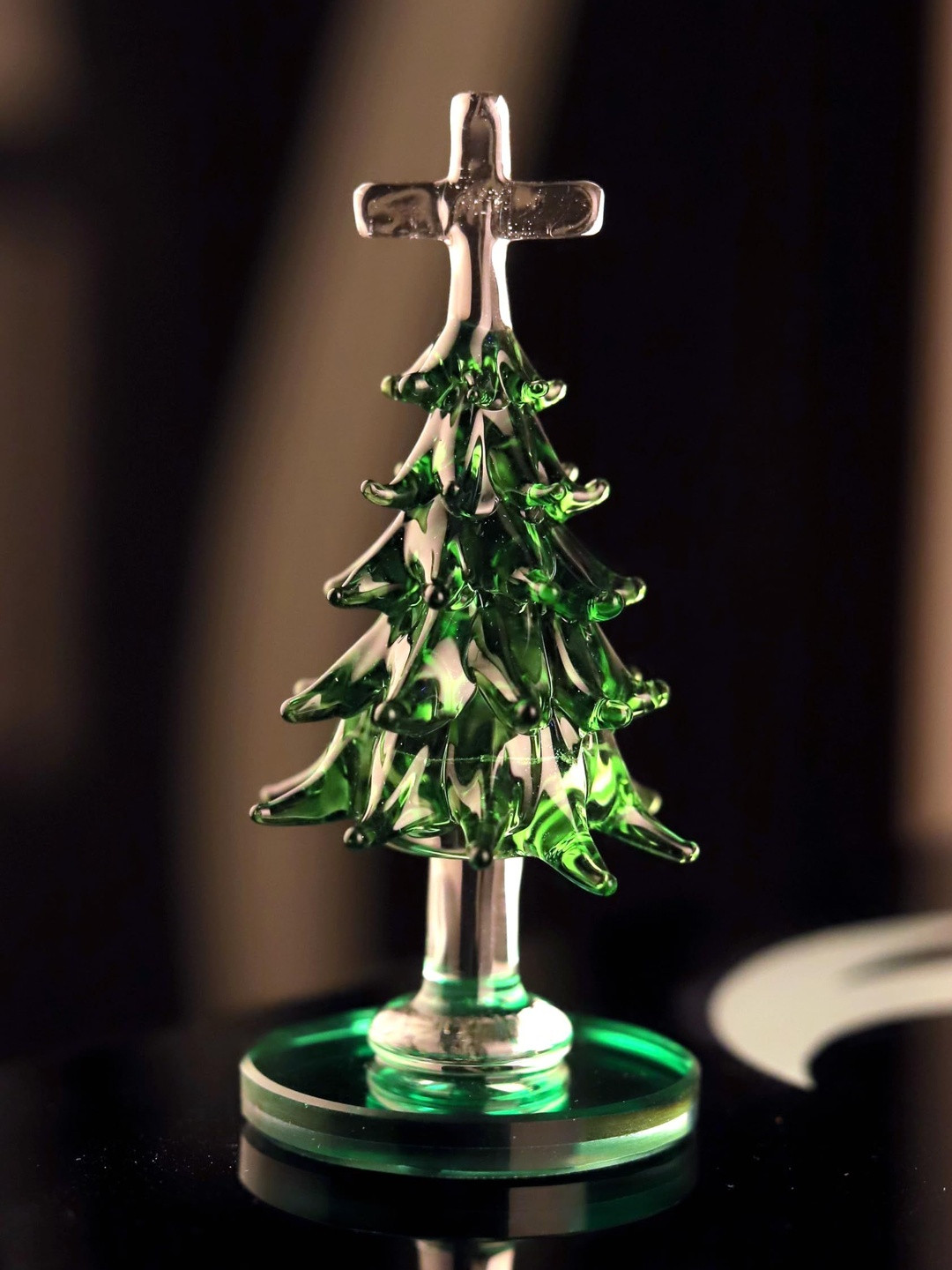 1ST TIME Green Christian Cross Tree Showpiece