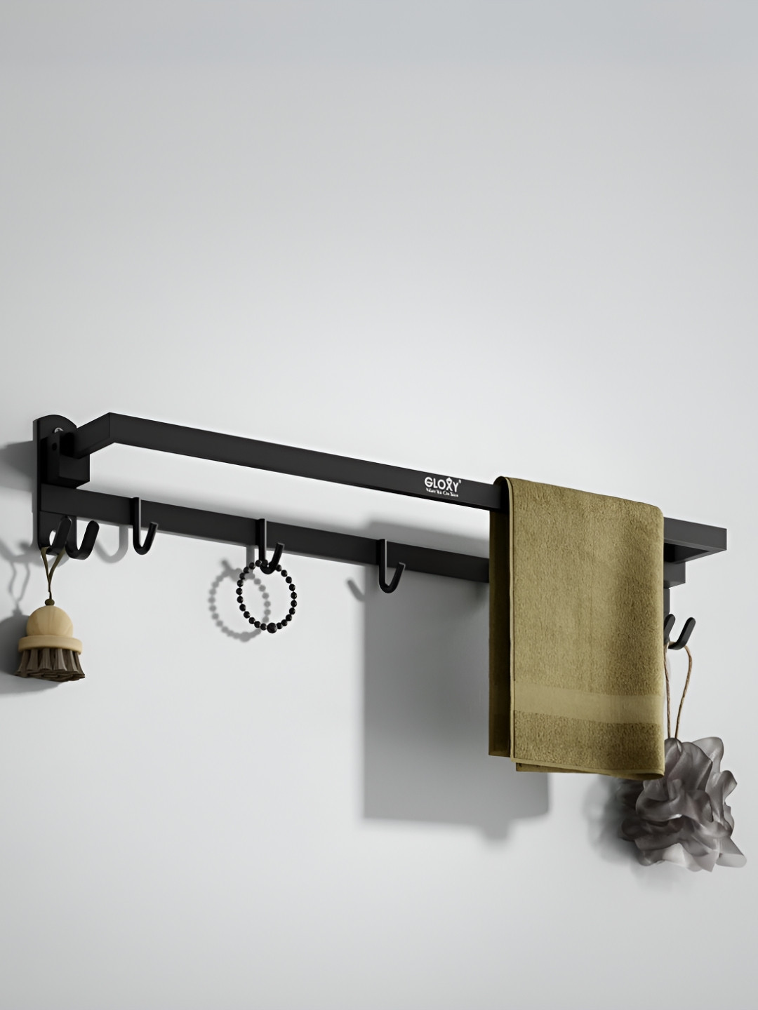 GLOXY Black Solid Stainless Steel Towel Rod