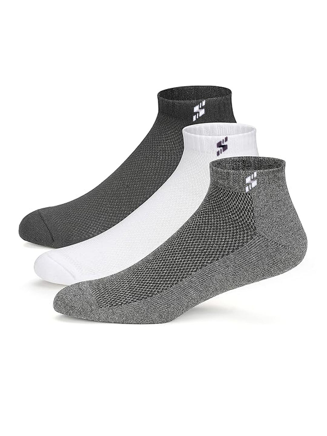 Supersox Men Pack of 3 Solid Half Terry Cushion Sneaker-Length Socks