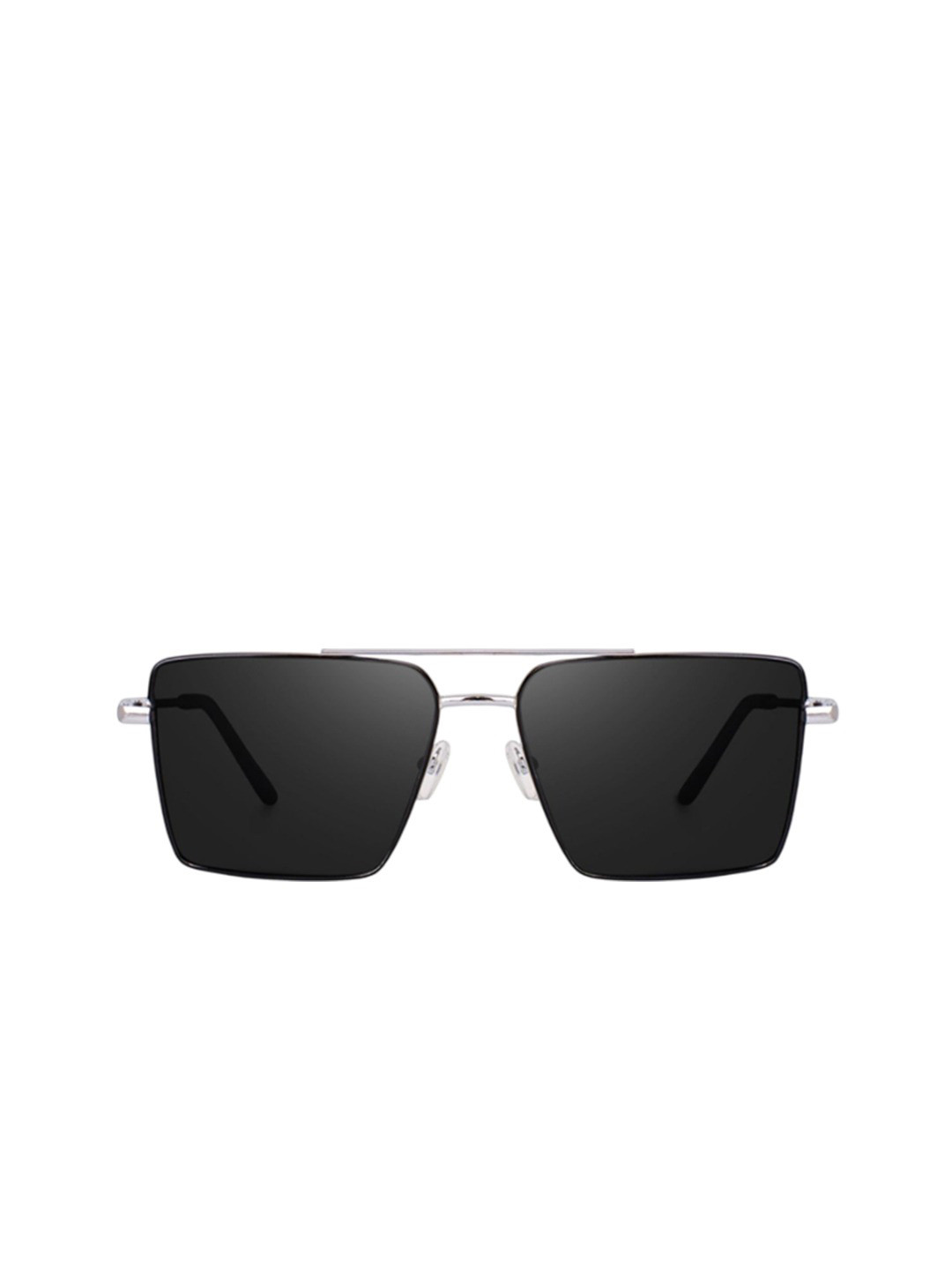 SPADEACES Unisex Silver-Toned Square Sunglasses with HQ SILVER BLACK SQUARE -76